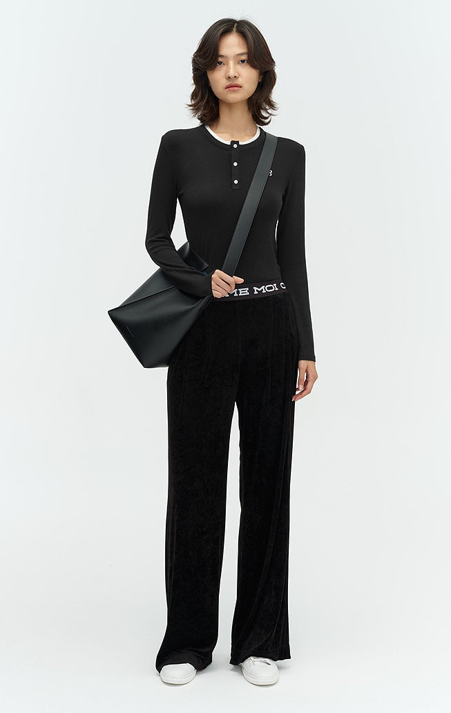 COMME MOI Lu Yan designer new women's Henry collar wool base T-shirt - PRIDE.