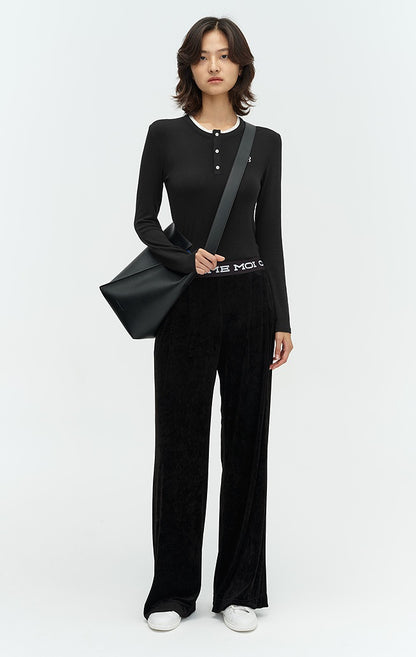 COMME MOI Lu Yan designer new women's Henry collar wool base T-shirt - PRIDE.