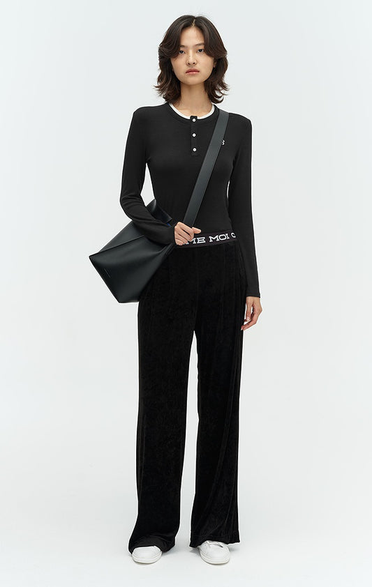 COMME MOI Lu Yan designer new women's Henry collar wool base T-shirt - PRIDE.