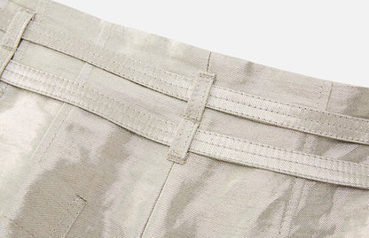 ZHUCHONGYUN silver drawstring three-point shorts--YAIBA.