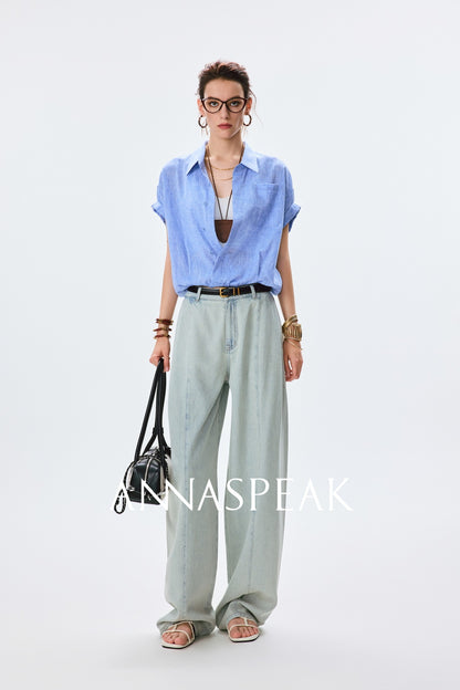 ANNASPEAK fashionable  cotton loose jeans-CHISA.