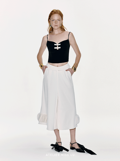 ATELIER MISS LU Spring And Summer Contrast Line Ribbon Top - NOBLE.