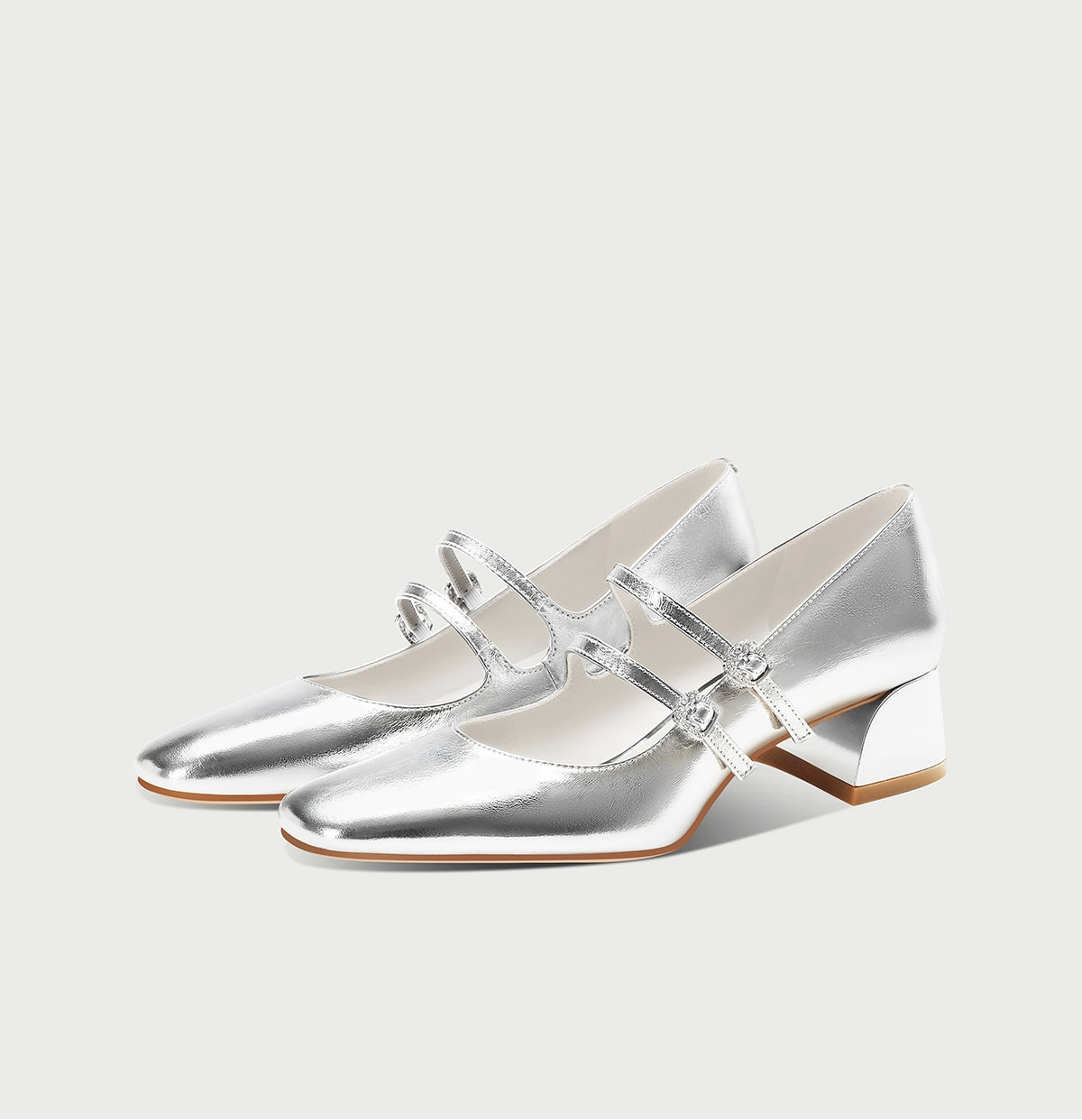 pjjuu silver Mary Jane thick  high heels  - EARTH