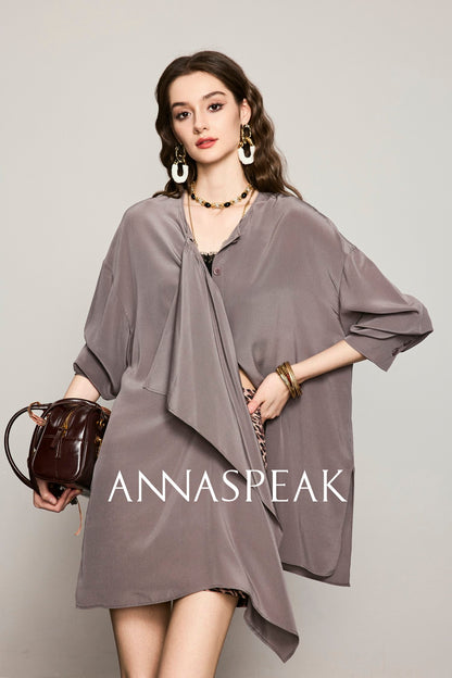 ANNASPEAK  ruffled  silk shirt-MAZO.
