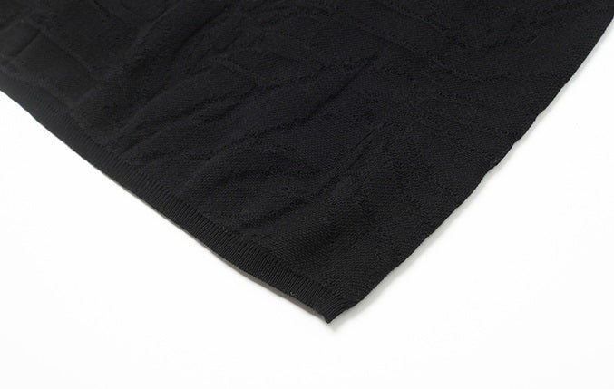 ZHUCHONGYUN black short-sleeved diagonal placket knitted top-MIHAWK.