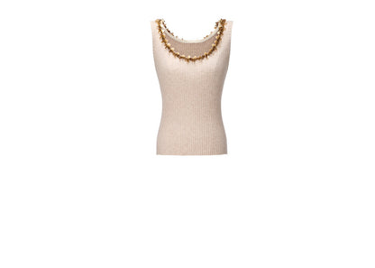 WANGXO |Diamond Bright Silk Webbing with Pit Texture Finish Knitted Vest -LYRA