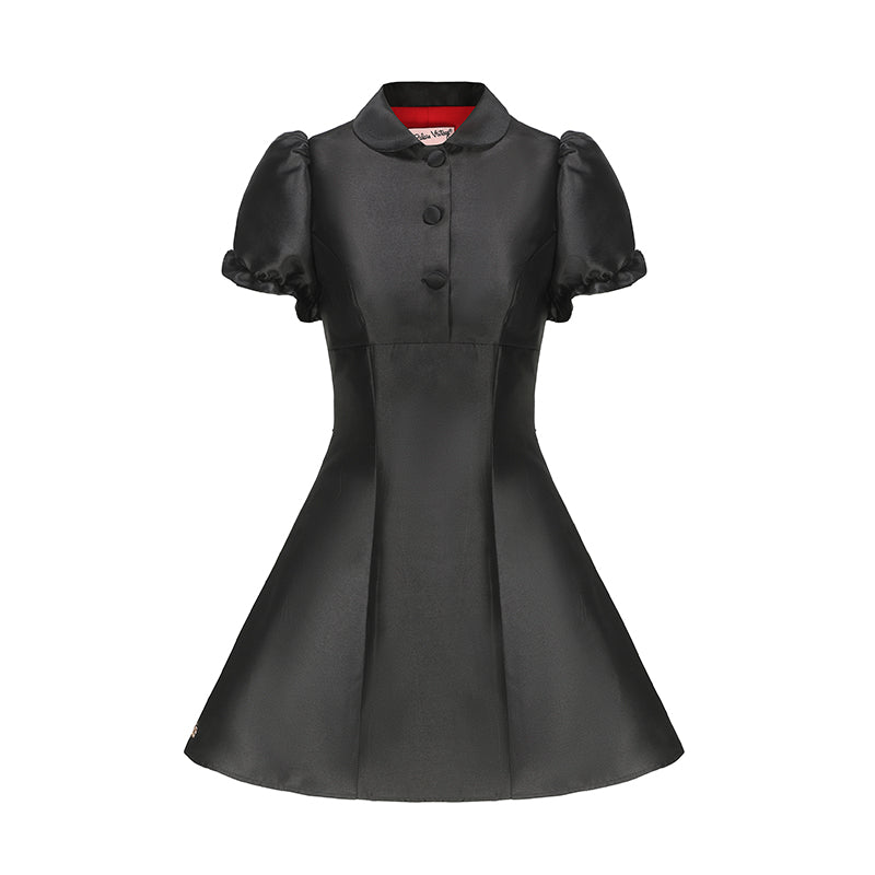 Le Palais Vintage High End short puff sleeves heart shaped open back mini cocktail dress-Emma