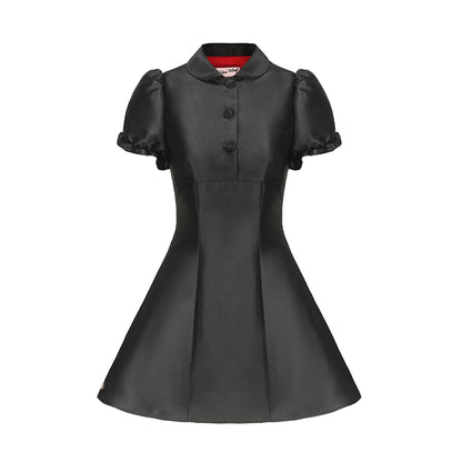 Le Palais Vintage High End short puff sleeves heart shaped open back mini cocktail dress-Emma