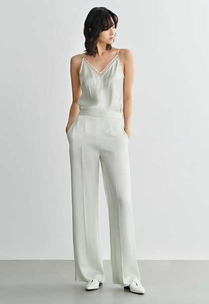 COMME MOI acetate V-neck patchwork suspenders - JUSTICE.