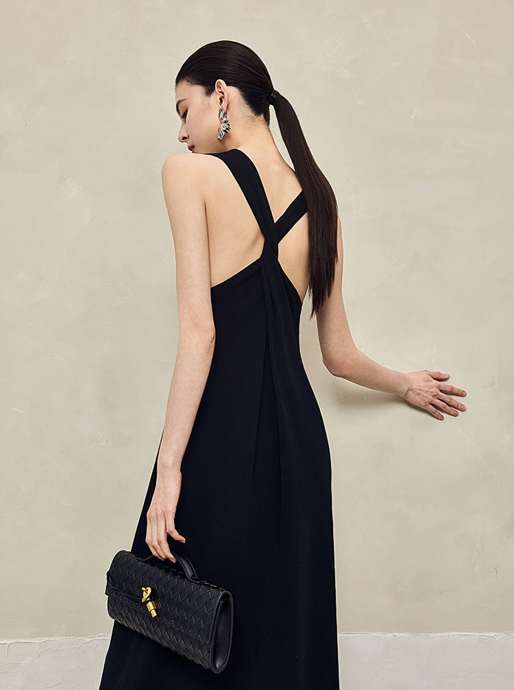 HECO Back Cross Midi Sleeveless Dress - SAVIOR.
