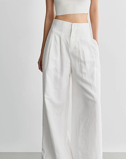 COMME MOI women's light linen wide-leg pant suit set - MESSIAH.