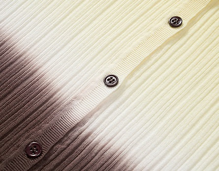 COMME MOI Lv Yan designer summer V-neck gradient pit strip knit cardigan - IAN.