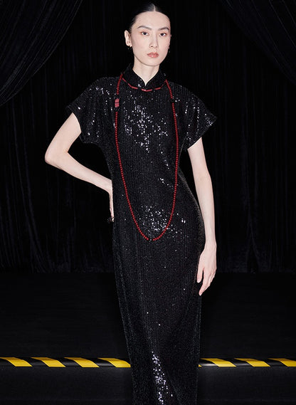 M essential Ma Kai designer Jing Ye embroidered cloth slim cheongsam Dress- BASIC.