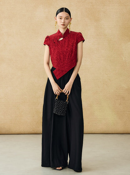 HECO Acetate High Waist Wide-leg Pants - TREY.