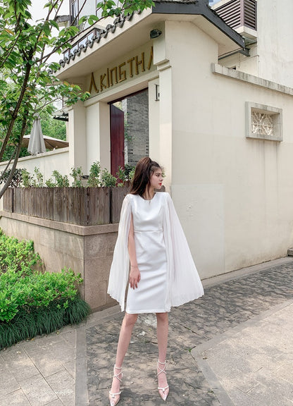 DOLLY Elegant Crew Neck Sleeveless Drape High Waist Wedding Guest Dress-LUNA