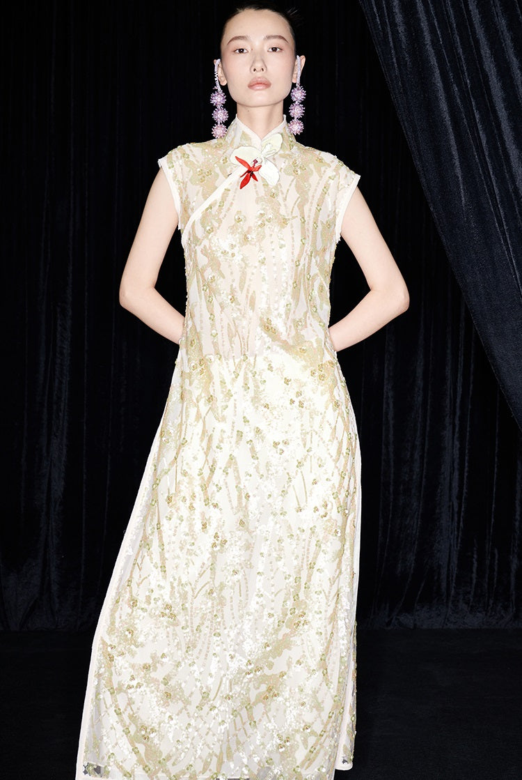 M essential Ma Kai designer brand Jinghui embroidered cheongsam long Dress - SANDRA.