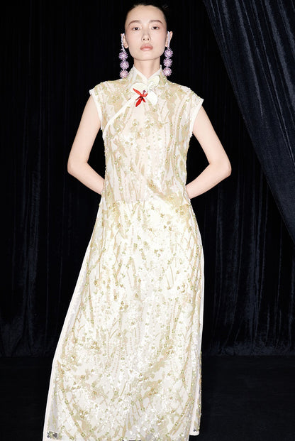 M essential Ma Kai designer brand Jinghui embroidered cheongsam long Dress - SANDRA.