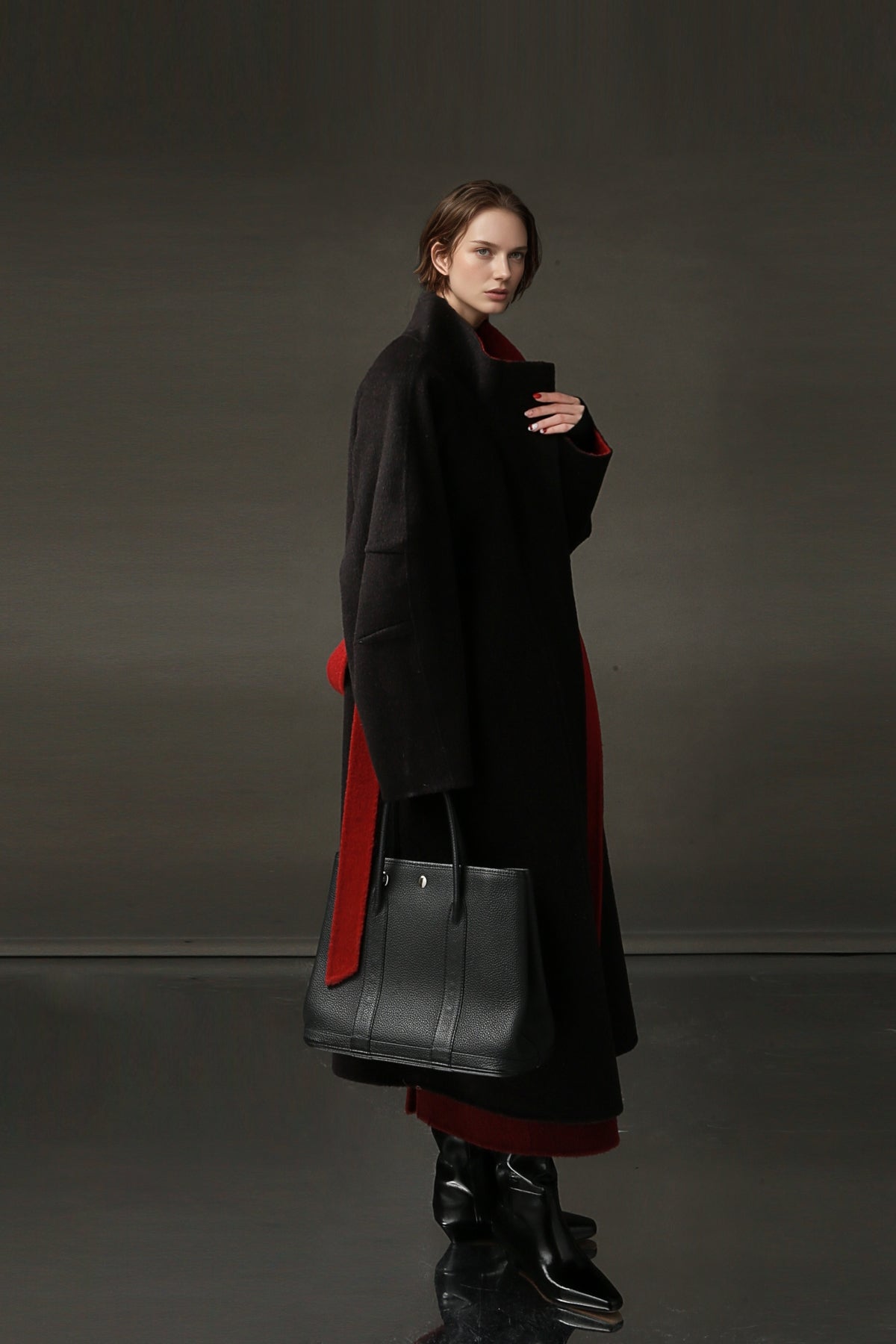 PIAOIN Women's Tweed Jacket Cashmere Long Coat-DAWN