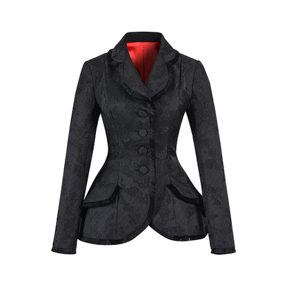 Le Palais Vintage Lace Dark Pattern Waist Slim Cropped Jacket-AMAN