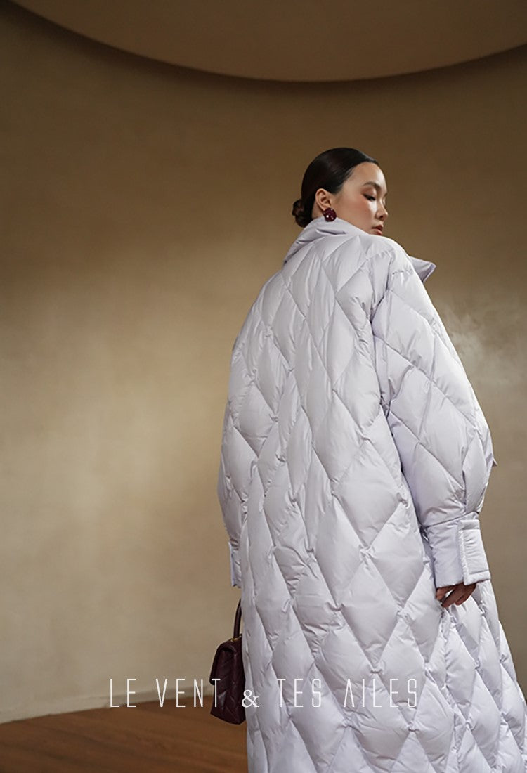 LE VENT&TES AILES Luxury High Cover Pressure Down Long Winter Jacket Coat -SZA