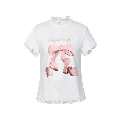 FAME bow short-sleeved T-shirt- VALERIE