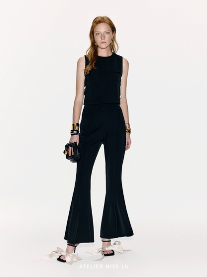 ATELIER MISS LU contrasting rabbit ears ribbon side cut-out sleeveless top - BANT.