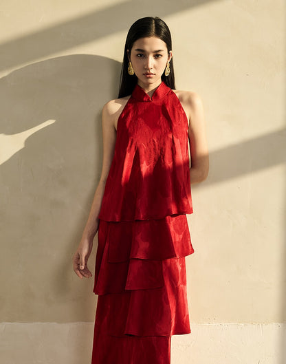 HECO acetate layers sleeveless halterneck dress Women - PRAISES.