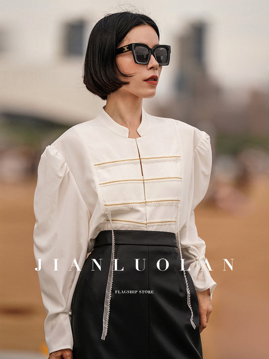 Huanzi custom runway vintage handmade beaded shirt women's top - Mia