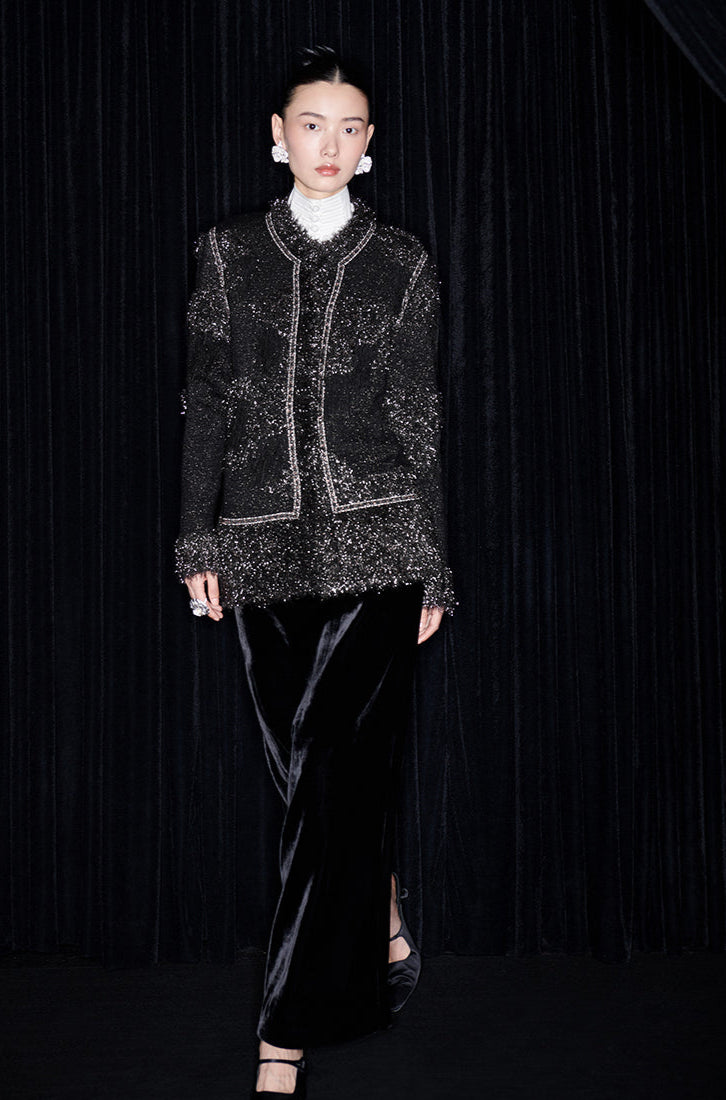 M essential Mackay designer Yingyun knitted copper-beaded woollen cardigan - zain.