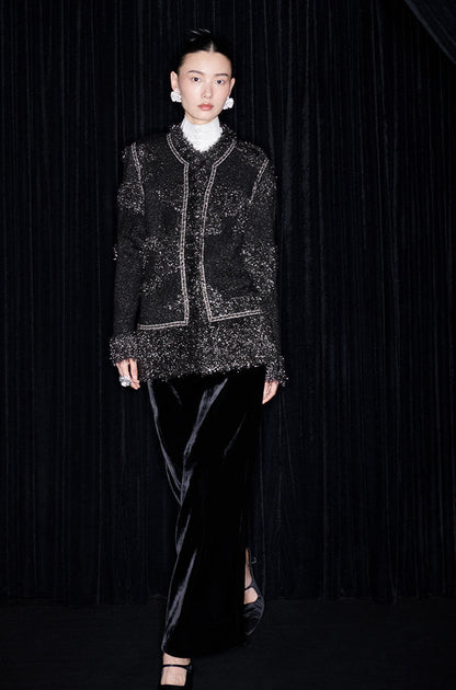 M essential Mackay designer Yingyun knitted copper-beaded woollen cardigan - zain.