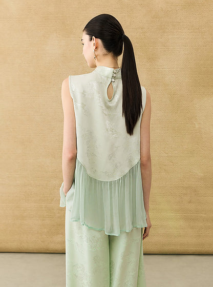 HECO New Chinese Acetate Jacquard Mesh Stitching T-Shirt - ANGEL.