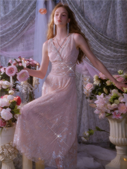 Wardrobes by Chen High End Sleeveless Wrap Embroidered Bead Dress-Sama