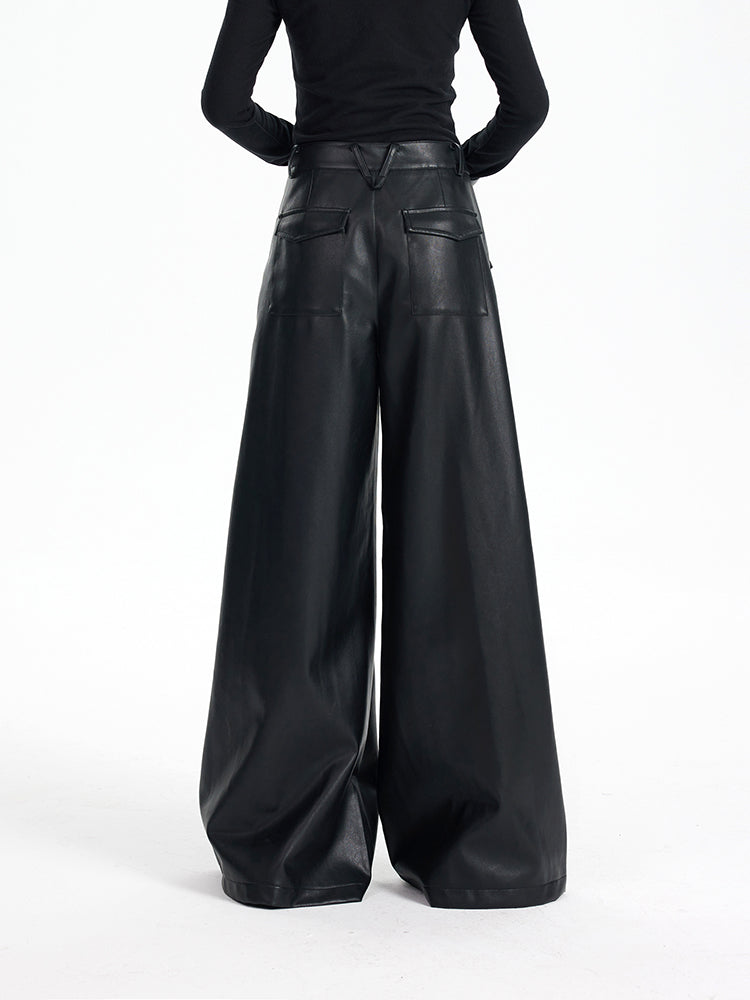 TINY IN black high waist casual wide leg long pants-EMI
