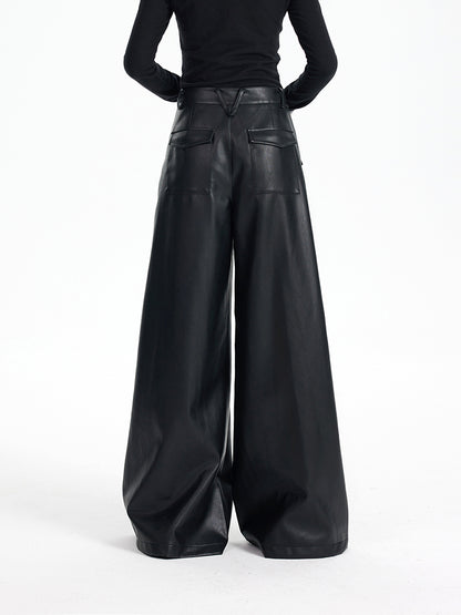 TINY IN black high waist casual wide leg long pants-EMI