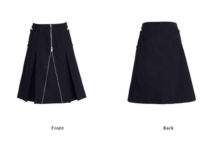 TINY IN arc cutout zipper versatile women's A-line skirt -GENI