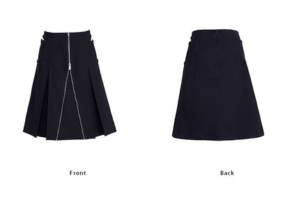 TINY IN arc cutout zipper versatile women's A-line skirt -GENI