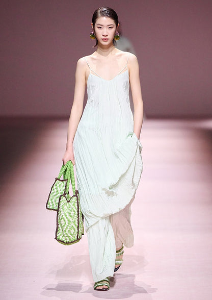 COMME MOI  crinkled lace-up bud midi sleeveless slip dress - PETER.