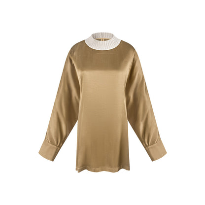 TUYUE Crew neck silhouette back lace-up long-sleeved top- AGNES.