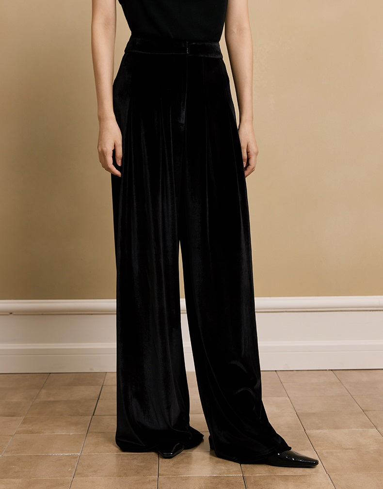 HECO Velvet Casual Wide-leg PANTS - STAT.