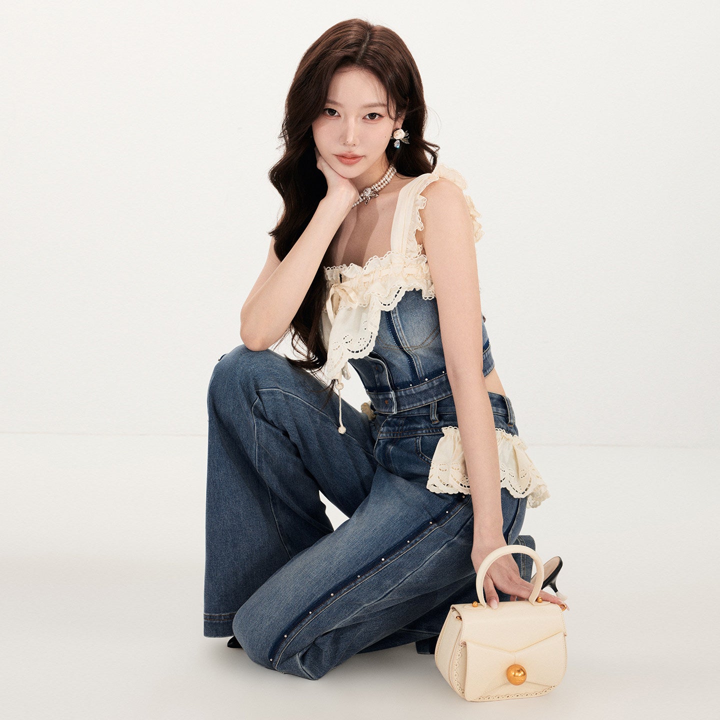 FAME Madeira Embroidered Denim Wide-leg Pants - JOSEPHINE.