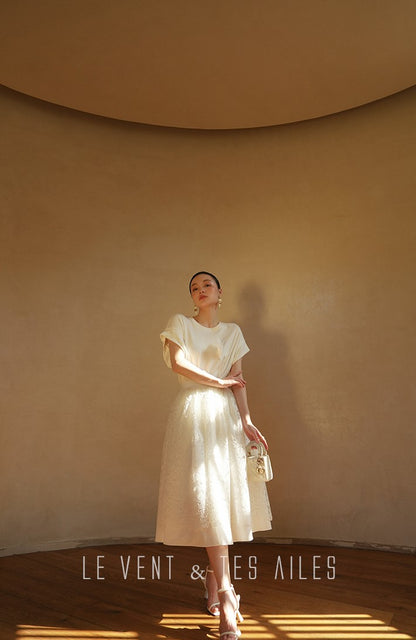 LE VENT&TES AILES  handmade Lush 100 cotton 3d flower short-sleeved top-Lyra