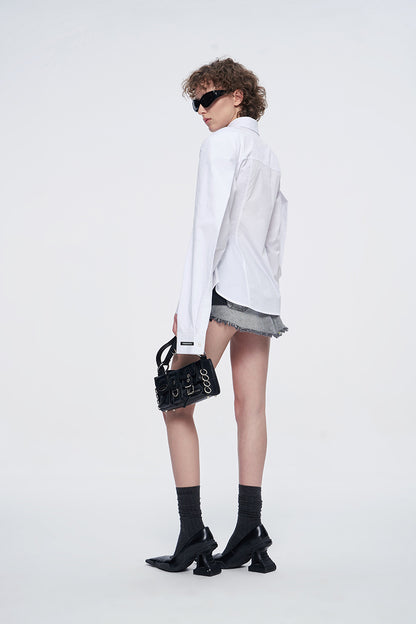 ANNAKIKI niche white double-sleeved long-sleeved shirt-LUODAN