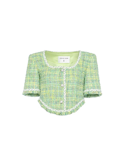 YES BY YESIR | Truncated Wide Tweed Cropped Jacket - MILISSA.