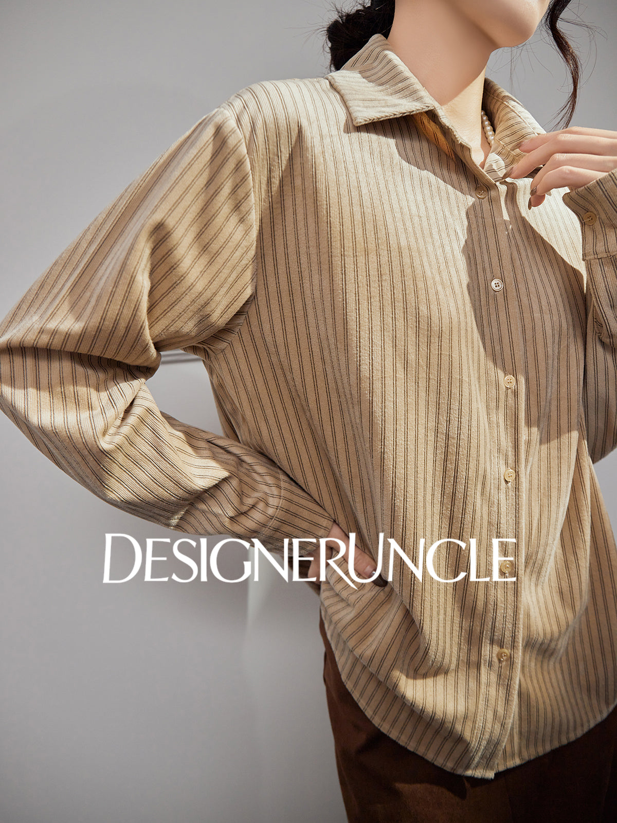 DGU |Mocha Light Luxury Versatile Design Niche Long-Sleeved Loose Top  - Louis.