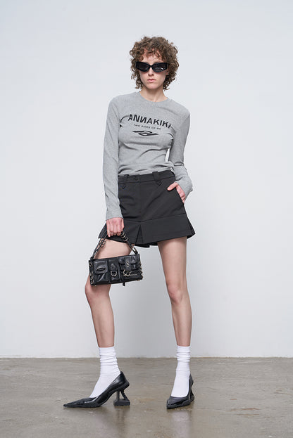 ANNAKIKI Autumn Niche Combination Logo Print Long Sleeve T-Shirt-DAICHI