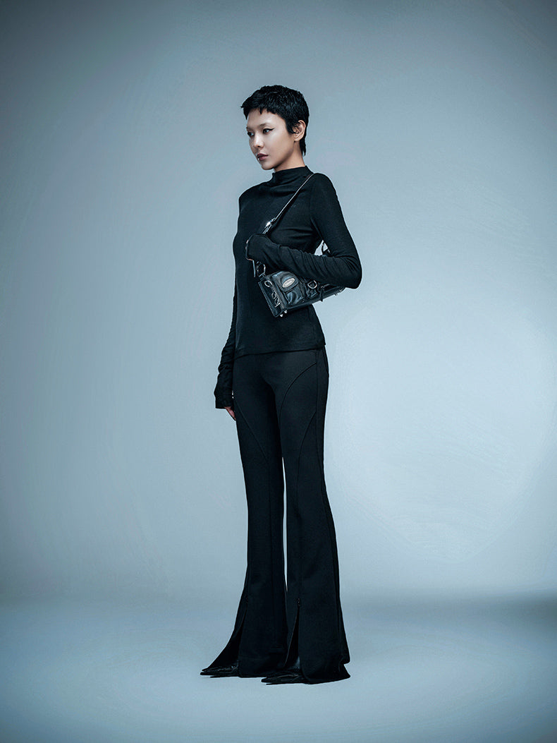ANNAKIKI three-dimensional fashion personality cutout pleated top-RYUSEI
