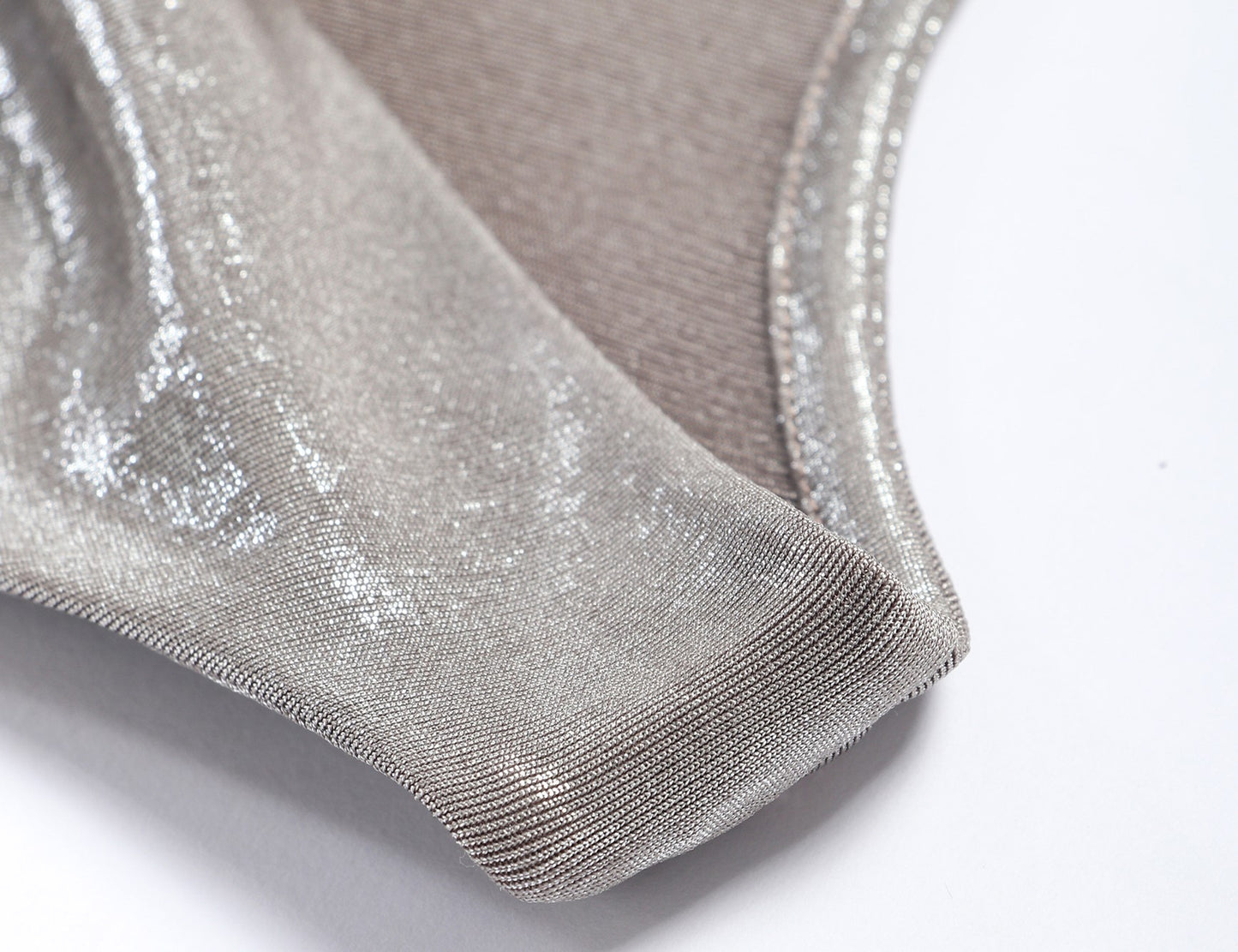 WANGXO Luxurious Metallic Luster Silk with Vertical Cut Swing Collar Top  - ZAYNA