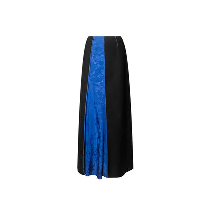 TUYUE Black Improved Horse Face Satin Woven Raw Edge Skirt- ASHLEY.