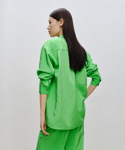 COMME MOI Lv Yan designer dopamine women's peak-necked silhouette shirts - MILA.