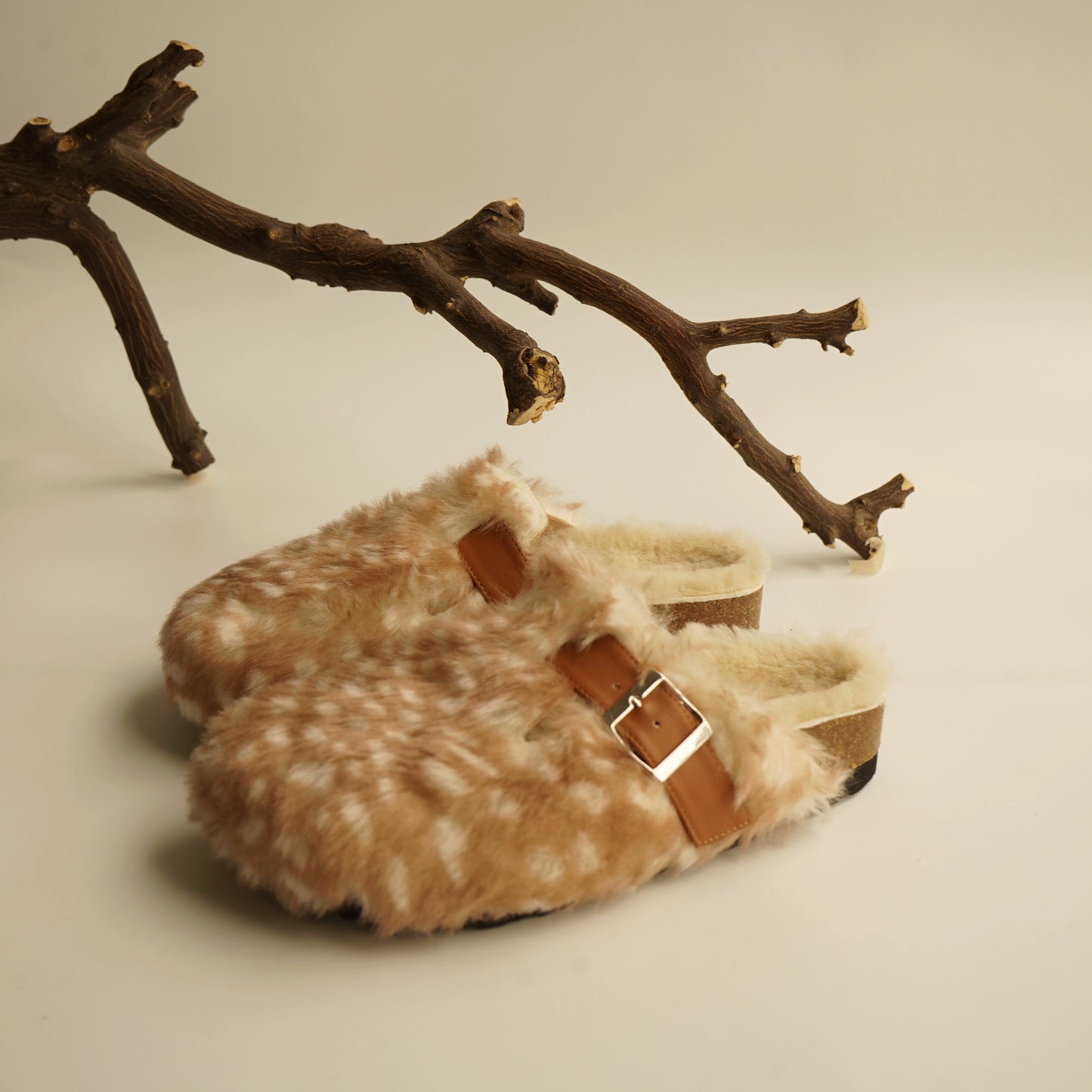 B-FEI fur handmade flat half flip-flops-YUJI.